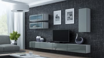 Cama VIGO 11 BI/SZ svetainės sekcija Spinta daiktams ir garso / vaizdo technikai laikyti