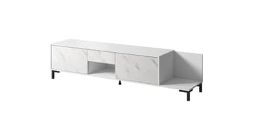 RTV spintelė MARMO 2D1S1K 195x40x47,5 cm balta matinė / marmurinė balta