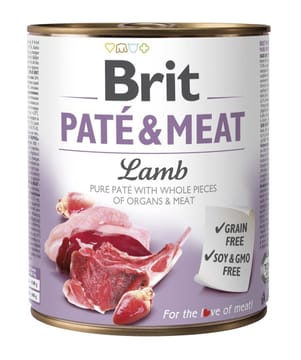 BRIT Paté & Meat su ėriena - šlapias šunų maistas - 800g