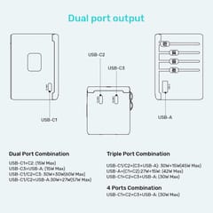 Maitinimo įkroviklis - Unitek 65W Universal Travel Adapter (P1122ABK01) | 1xUSB-A 3xUSB-C 1xAC 4