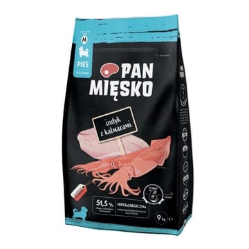 PAN MIĘSKO Kalakutiena su kalmarais Šuniukas M - sausas pašaras šunims - 9kg