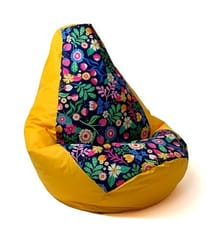Sako krepšys pouffe Pear print yellow-flower L 105 x 80 cm