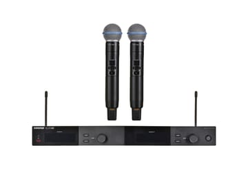 Shure SLXD24DE/B58-G59 - dviguba skaitmeninė belaidžio ryšio sistema su dviem siųstuvais/rankiniais mikrofonais (470 - 514 MHz)
