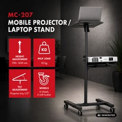 „Maclean“ mobilus projektoriaus / nešiojamojo kompiuterio stovas, reguliuojamas, plieninis, maks. 10 kg, MC-207 2