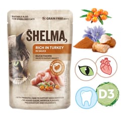 SHELMA Rich in turkey in sauce - šlapias kačių maistas - 85g 2
