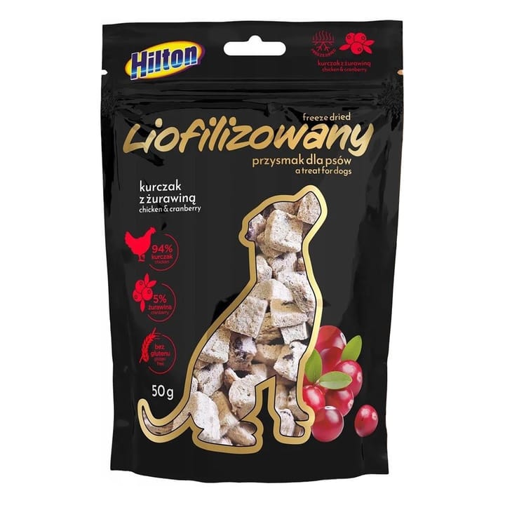 HILTON Freeze-dried chicken with cranberries Mono - skanėstas šuniui - 50g
