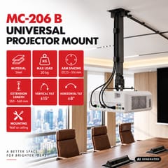„Maclean“ universalus projektoriaus laikiklis, juodas, iki 20 kg, MC-206 B 5