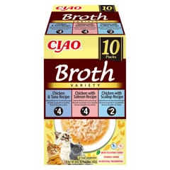 INABA Ciao Broth with chicken, salmon, tuna and scallop - skanėstas katėms - 10x40g 1