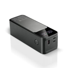 Išorinė baterija 27 000 mAh, 1× USB, 2× USB-C, 162,5 W, QC4+, integruotas žibintuvėlis, LCD ekranas, juoda 5