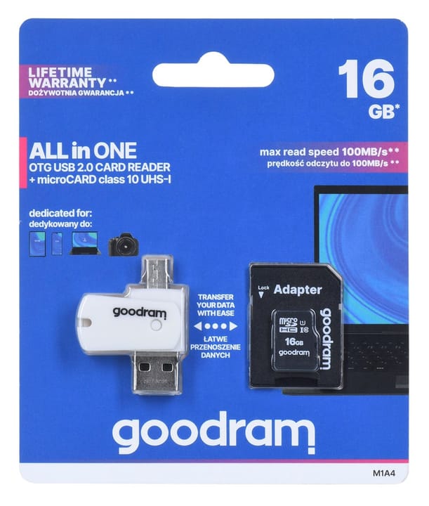 Goodram M1A4-0160R12 16 GB MicroSDHC Class 10 UHS-I atmintis