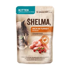 SHELMA Kitten with salmon and turkey in sauce - šlapias kačių maistas - 4x85g 2