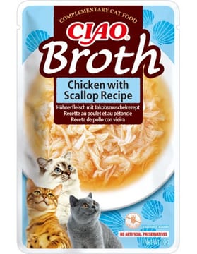 INABA Ciao Broth Chicken & Scallop - skanėstas katėms - 40g