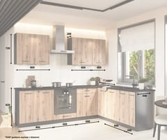 Cosmo Design ANIKA virtuvės baldų komplektas, rankų darbo ąžuolas/grafitas 2.0/2.6 3