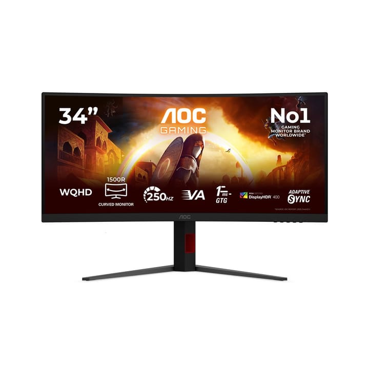 AOC G4 CU34G4ZCA kompiuterio monitorius 86,4 cm (34") 3440 x 1440 pikseliai Wide Quad HD Juoda, Raudona