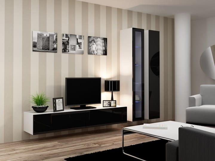Cama VIGO 3 BI/CZ svetainės sekcija Spinta daiktams ir garso / vaizdo technikai laikyti