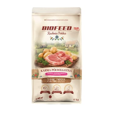 BIOFEED Kuchnia Polska Kiauliena - pusiau drėgnas pašaras šunims - 4kg
