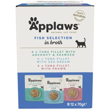 APPLAWS Fish selection multipack in broth - šlapias kačių maistas - 12x70g