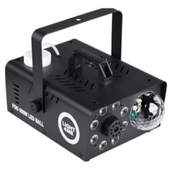 LIGHT4ME Fog 600W LED Ball - dūmų ir rūko generatorius su dūmų apšvietimo efektu + diskotekos kamuolys