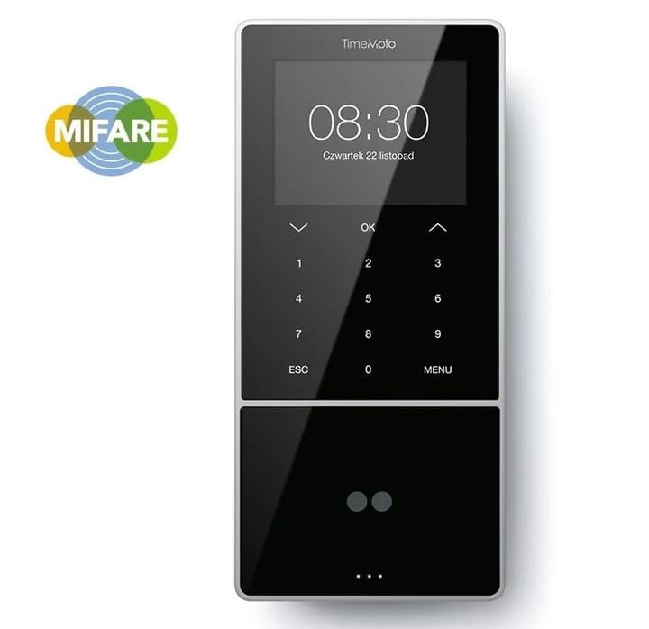 "Safescan TimeMoto TM-838 SC" darbo laiko apskaitos sistema: RFID, PIN kodas, MIFAME, iDESfire, veido atpažinimas