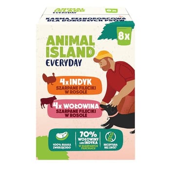 ANIMAL ISLAND Turkey / Beef Fillets in broth - drėgnas ėdalas šunims - 8x150g