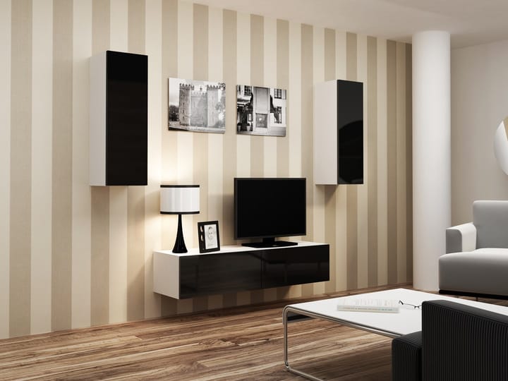 Cama VIGO 7 BI/CZ svetainės sekcija Spinta daiktams ir garso / vaizdo technikai laikyti