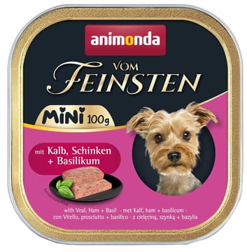 ANIMONDA Vom Feinsten Adult Mini Veal, ham and basil - šlapias maistas šunims - 100g