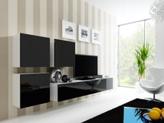 Cama VIGO 23 BI/CZ svetainės sekcija Spinta daiktams ir garso / vaizdo technikai laikyti