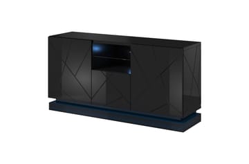 Komoda QIU 2D1K 150x41,5x75 juodas blizgesys/juodas blizgesys