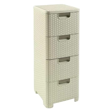 Lentyna su stalčiais 4 × 14 l CURVER Rattan 209907, kreminė