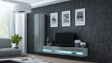 Cama VIGO NEW9 BI/SZ svetainės sekcija Spinta daiktams ir garso / vaizdo technikai laikyti