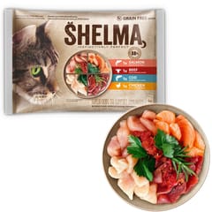SHELMA Rich in salmon, cod, beef and chicken - šlapias kačių maistas - 4x85g 6