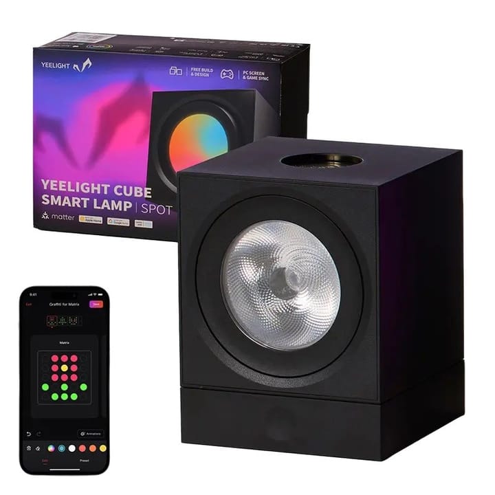 Žaidimų šviesos skydelis YEELIGHT SMART CUBE LIGHT SPOT bazė (YLFWD-0008) Juoda