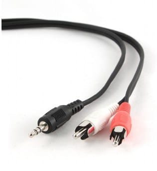 Gembird 2.5m, 3.5mm/2xRCA, M/M garso kabelis 2,5 m Juoda, Raudona, Balta