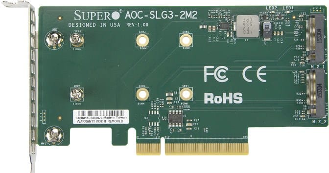 Supermicro AOC-SLG3-2M2 sąsajos plokštė / adapteris Vidinis M.2