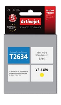 Activejet AE-2634N rašalas (pakaitinis Epson 26 T2634; Supreme; 12 ml; geltonas)