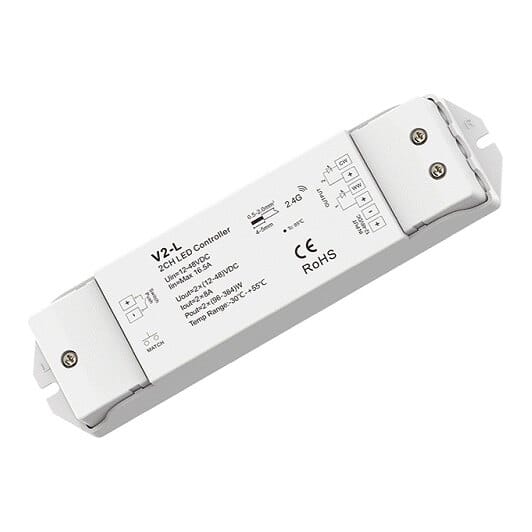 V2-L valdiklis-imtuvas 12–36 V DC, 2x8 A