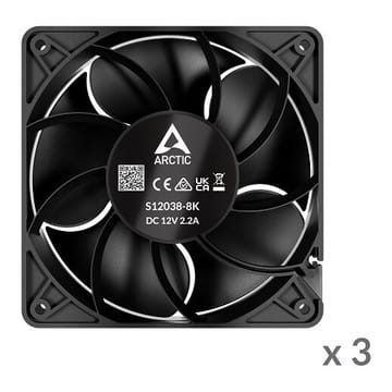 ARCTIC S12038-8 serverio ventiliatoriai, 4-pin, 120 mm, 3 vnt.