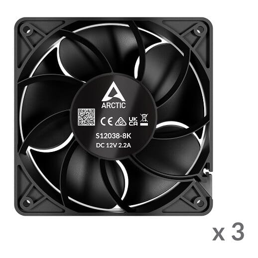 ARCTIC S12038-8 serverio ventiliatoriai, 4-pin, 120 mm, 3 vnt.