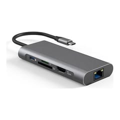 Adapteris USB Type-C - 2 x USB 3.0, 1x USB 2.0, 1x Type C (PD), HDMI, SD, RJ45