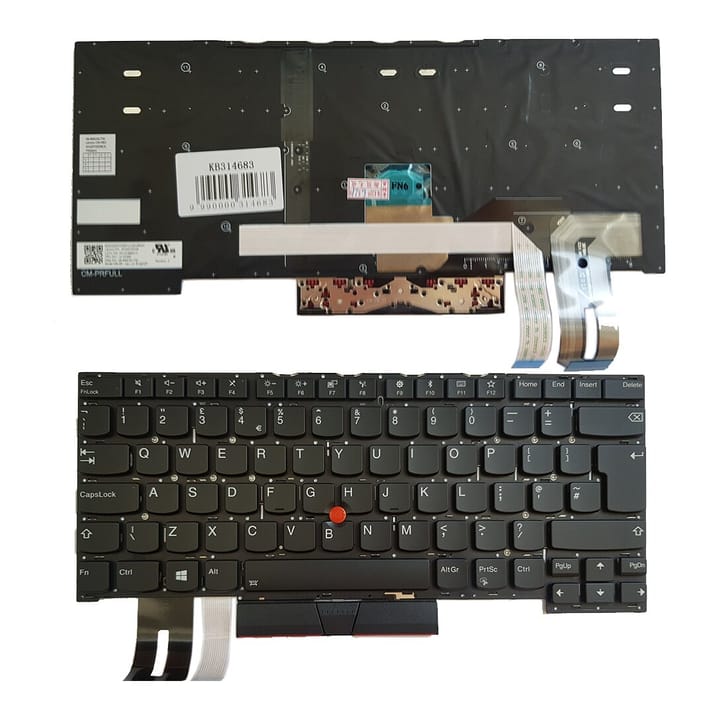 Nešiojamo kompiuterio klaviatūra Lenovo ThinkPad T490s, T495s, UK, su pašvietimu