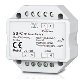 SS-C vieno kanalo 230 V valdiklis be pritemdymo funkcijos + Push Key