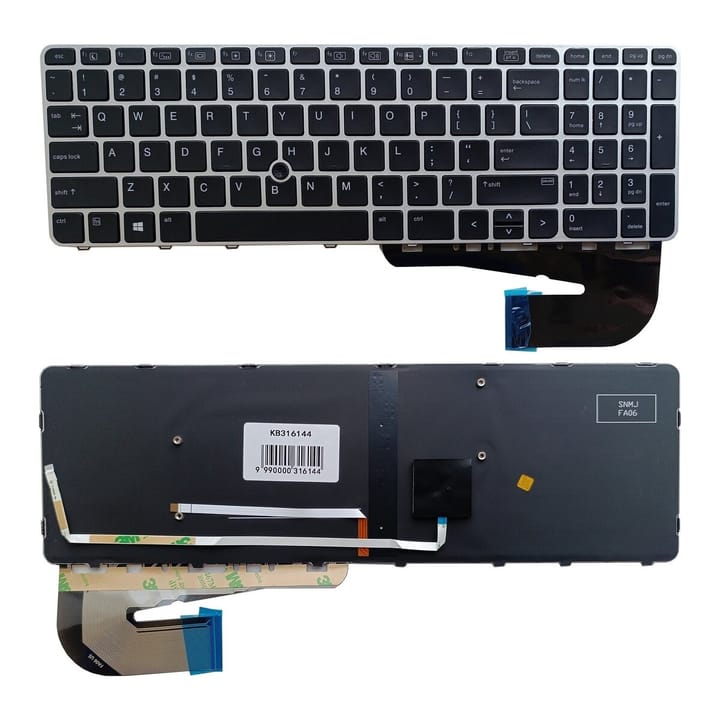 Nešiojamo kompiuterio klaviatūra HP EliteBook 850 G3, ZBook 15u G3, su pašvietimu, su „trackpoint“