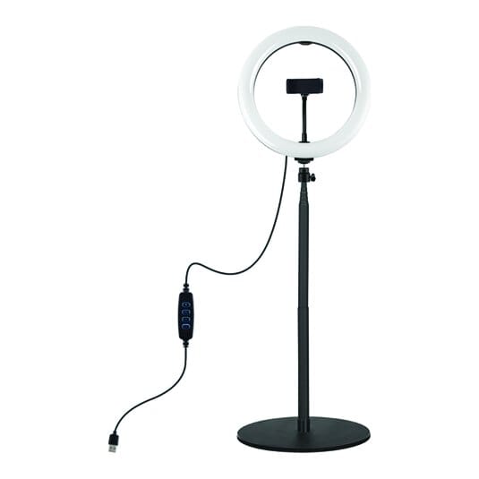 LED žiedinė lempa 26cm, su stovu 25.5-140.7cm, USB