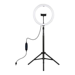 LED žiedinė lempa 30cm su trikoju stovu iki 1.65m ir telefono laikikliu, USB
