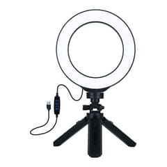 LED žiedinė lempa 16cm, su trikoju stovu 12-14.5cm, USB