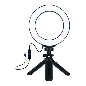 LED žiedinė lempa 16cm, su trikoju stovu 12-14.5cm, USB