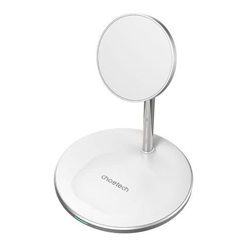 Belaidis įkroviklis CHOETECH, 15 W, 2in1, magnetinis, baltas su stovu