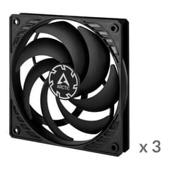 ARCTIC P12 Slim PWM PST korpuso ventiliatoriai, 4-pin, 120 mm, juodi, 3 vnt.