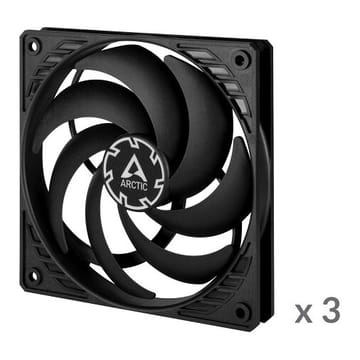 ARCTIC P12 Slim PWM PST korpuso ventiliatoriai, 4-pin, 120 mm, juodi, 3 vnt.