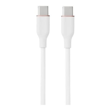 Silikoninis kabelis USB Type-C - Type-C, 100 W (baltas, 2m)